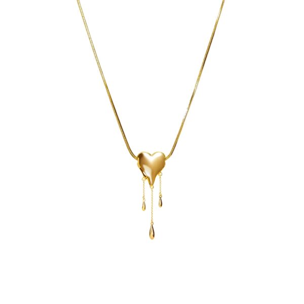 Venom Golden Drip Heart Necklace 18k gold plated brass heart pendant necklace, Y2K jewelry