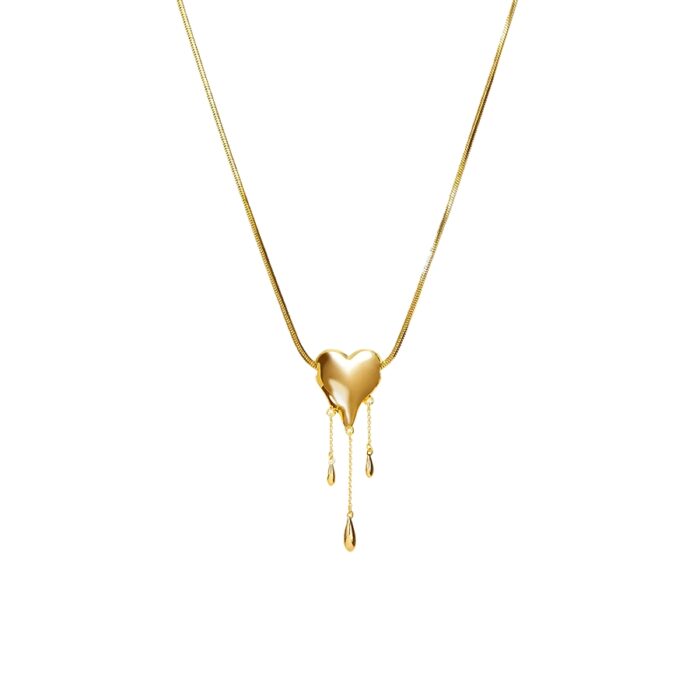 Venom Golden Drip Heart Necklace 18k gold plated brass heart pendant necklace, Y2K jewelry